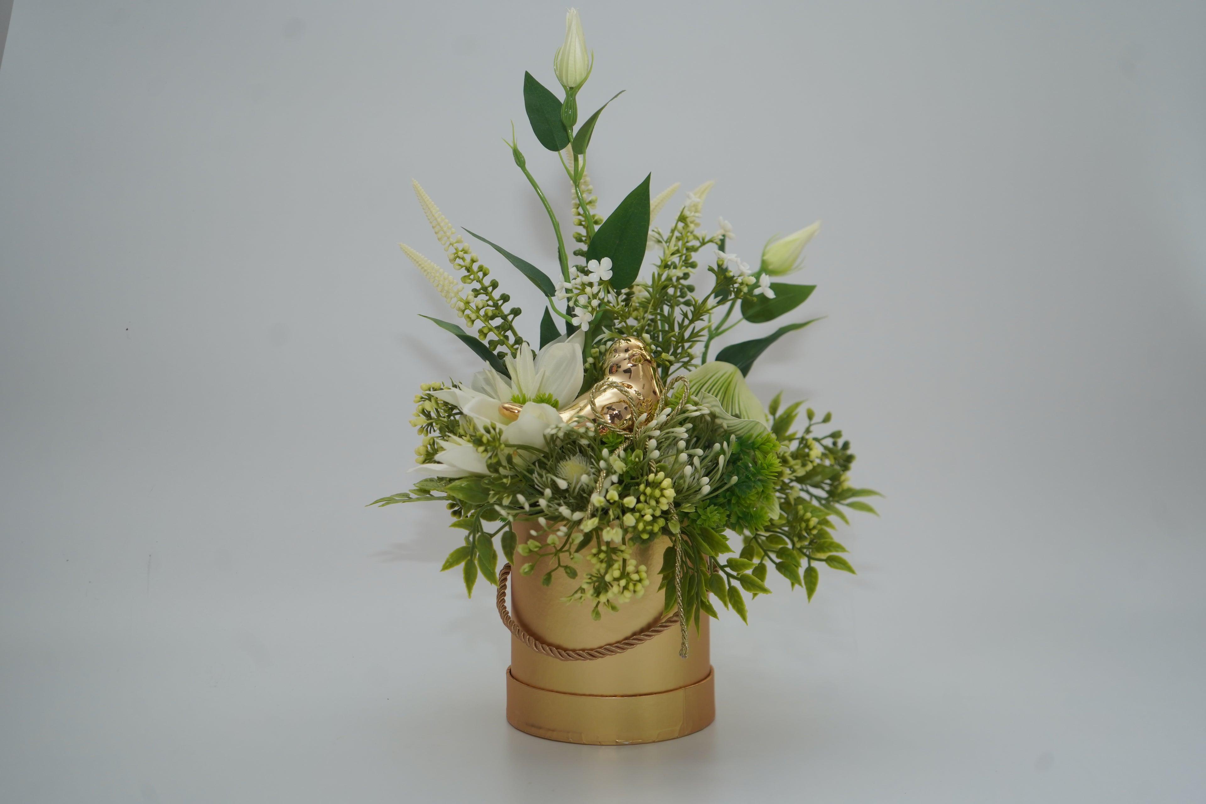 Flower Box z Kwiatami i ceramicznym ptaszkiem